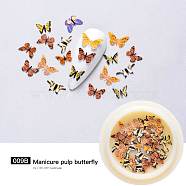 Paper Cabochons, Nail Art Decorations, Lifelike Butterfly, Sandy Brown, 4~8x5~10x0.1mm, about 50pcs/box(MRMJ-S035-009B)