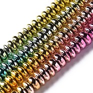 Electroplate Non-magnetic Synthetic Hematite Beads Strands, Flat Round, Mixed Color, 4x2mm, Hole: 0.7mm, about 194~103pcs/strand, 15.16 inch~15.94 inch(38.5~40.5cm)(G-N337-05)