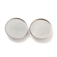 304 Stainless Steel Brooch Base Settings, Flat Round, Stainless Steel Color, 31.5x2mm, Tray: 30.5mm(FIND-D035-04F-P)