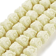 Synthetic Coral Beads, Dyed, Dancing Lion, Pale Goldenrod, 14.5x15x16mm, Hole: 1.6mm, about 25pcs/strand, 13.78''(35cm)(CORA-D033-D01-B)