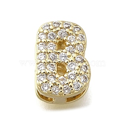 Brass Micro Pave Cubic Zirconia Letter Multi-Strand Links, Lead Free & Cadmium Free, Real 18K Gold Plated, Letter B, 8.5x6x4.5mm, Hole:  3.5x1.5mm(KK-D295-32G-02)