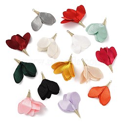 Polyester Pendant Decorations, with Iron Findings, Flower Charms, Mixed Color, 53~55x45~52x7mm, Hole: 2.5~3.6mm(FIND-M007-02KCG)