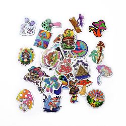 50Pcs Cartoon Mushroom Paper Sticker Label Set, Adhesive Label Stickers, for Suitcase & Skateboard & Refigerator Decor, Mixed Color, 44~68x40~63x0.3mm(DIY-G066-08)