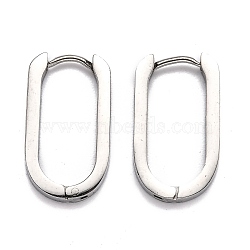 Tarnish Resistant 304 Stainless Steel Huggie Hoop Earrings, Oval, Stainless Steel Color, 21.5x12x3mm, Pin: 1mm(STAS-H156-11C-P)