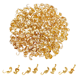 160Pcs 4 Style Alloy Bead Tips, Calotte Ends, Clamshell Knot Cover, Heart & Flower & Shell & Star Shape, Golden, 10~11x4.5~5mm, Inner Diameter: 4~4.5x4~4.5mm, 40Pcs/style(FIND-NB0004-28)