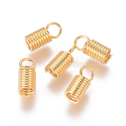 304 Stainless Steel Coil Cord Ends, Column, Golden, 10.5x4.5mm, Hole: 3mm, Inner Diameter: 3mm(STAS-F227-21C-G)