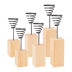 Pine Wood Block Plant Base Wood Block Model, with Nordic Styles Iron Spring Line Flowers Vase, BurlyWood, 12pcs/set(DIY-GA0001-63)