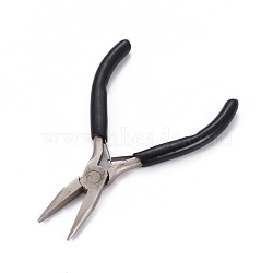 Carbon Steel Jewelry Pliers, Needle Nose Pliers, Ferronickel, with Plastic Handle, Black, 11.8x7.95x0.85cm(PT-F003-02)