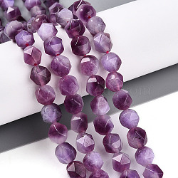 Dyed Natural White Jade Beads Strands, Two Tone, Faceted, Star Cut Round Beads, Old Rose, 7~8x6~7.5x6~7.5mm, Hole: 1mm, about 48~49pcs/strand, 14.17~15.35''(36~39cm)(G-T139-8mm-45O)