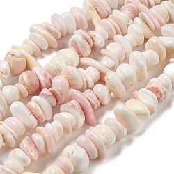 Natural Seashell Shell Beads Strands, Nuggets, Misty Rose, 4~10x9.5~16x7~10mm, Hole: 0.8mm, about 88~90pcs/strand, 14.96~15.35''(38~39cm)(SSHEL-H072-10)