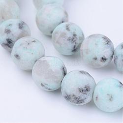 Natural Sesame Jasper/Kiwi Jasper Beads Strands, Round, Frosted, 10~10.5mm, Hole: 1.2mm, about 36~38pcs/strand, 14.5~15 inch(G-Q462-10mm-17)