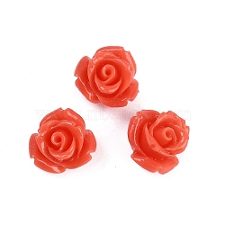 Synthetic Coral Carved Beads, Dyed, Flower, Orange Red, 10x8.5mm, Hole: 1.3mm(CORA-M001-07O)