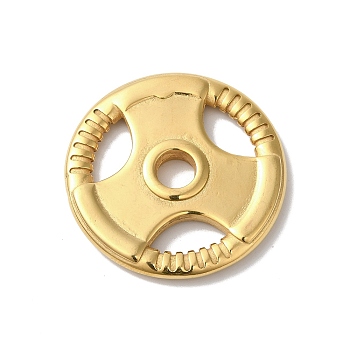 PVD Vacuum Plating 304 Stainless Steel Big Pendants, Powerlifting Weight Plate, Golden, 32x4mm, Hole: 5.5mm