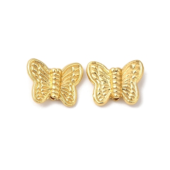 Rack Plating Brass Beads, Cadmium Free & Lead Free, Butterfly, Real 18K Gold Plated, 8.7x10.6x3.5mm, Hole: 1.2mm