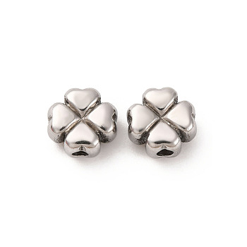 304 Stainless Steel Beads, Clover, 7.5x7.5x4mm, Hole: 1.6mm