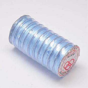 Flat Elastic Crystal String, Elastic Beading Thread, for Stretch Bracelet Making, Light Sky Blue, 0.8mm, about 10.93 yards(10m)/roll