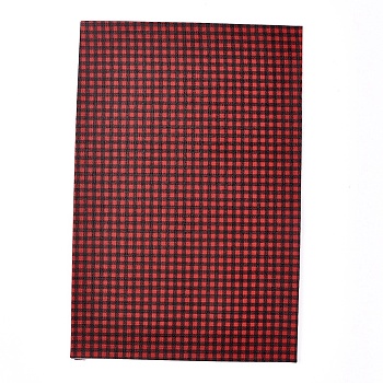 Imitation Leather Fabric Sheets, for Garment Accessories, Tartan Pattern, Dark Red, 30x20x0.05cm
