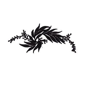 Flower Computerized Embroidery Cloth Iron on/Sew on Patches, Costume Accessories, Appliques, Black, 170x80x0.8mm