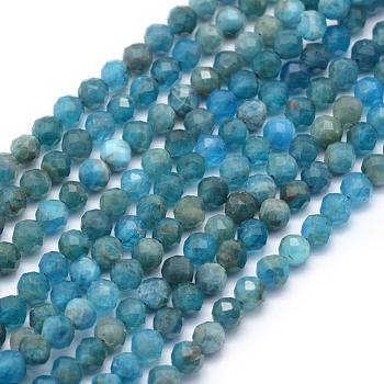 Natural Apatite Beads Strands, Faceted, Round, 2mm, Hole: 0.5mm, about 150pcs/strand, 15.35 inch(39cm)