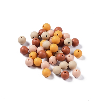 Round Food Grade Eco-Friendly Silicone Focal Beads, Chewing Beads For Teethers, DIY Nursing Necklaces Making, Orange, 12mm, Hole: 2.5mm, 4 colors, 10pcs/color, 40pcs/bag