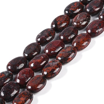 Natural Brecciated Jasper Beads Strands, Flat Oval, 14x10x5mm, Hole: 1mm, about 29pcs/strand, 15.75''(40cm)