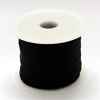 Braided Nylon Thread, Black, 2mm, about 54.68 yards(50m)/roll
