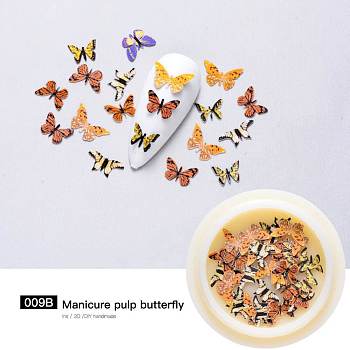 Paper Cabochons, Nail Art Decorations, Lifelike Butterfly, Sandy Brown, 4~8x5~10x0.1mm, about 50pcs/box