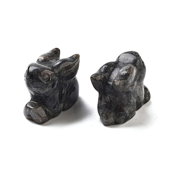 Natural Larvikite Carved Figurines, for Home Office Desktop Decoration, Rabbit, 11~13x23~24x17~19mm