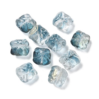 Baking Paint Transparent Glass Beads, Gradient Color, Lion, Steel Blue, 11.5x11x9.5mm, Hole: 1.2mm