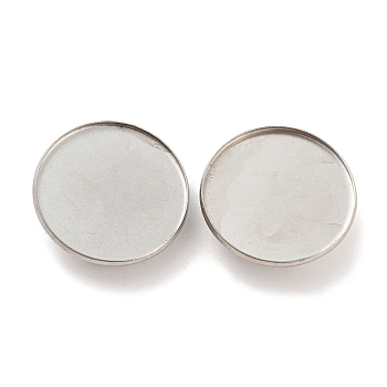 304 Stainless Steel Brooch Base Settings, Flat Round, Stainless Steel Color, 31.5x2mm, Tray: 30.5mm