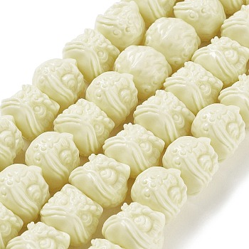 Synthetic Coral Beads, Dyed, Dancing Lion, Pale Goldenrod, 14.5x15x16mm, Hole: 1.6mm, about 25pcs/strand, 13.78''(35cm)