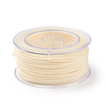 Macrame Cotton Cord, Braided Rope, with Plastic Reel, for Wall Hanging, Crafts, Gift Wrapping, Cornsilk, 1.5mm, about 21.87 Yards(20m)/Roll