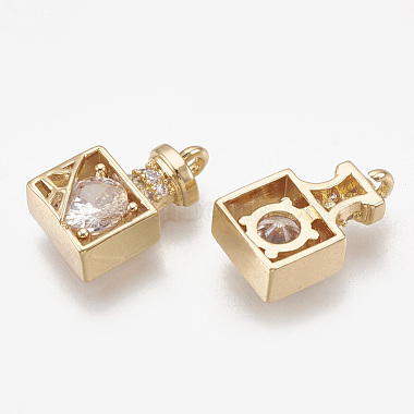 Real Gold Plated Clear Bottle Brass+Cubic Zirconia Charms