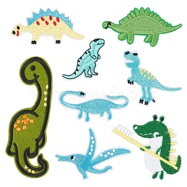 40Pcs 8 Style Dinosaur Computerized Embroidery Cloth Iron on/Sew on Patches(DIY-GA0005-45)-7