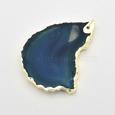 Nuggets Electroplate Natural Agate Pendants(G-F175-10)-3