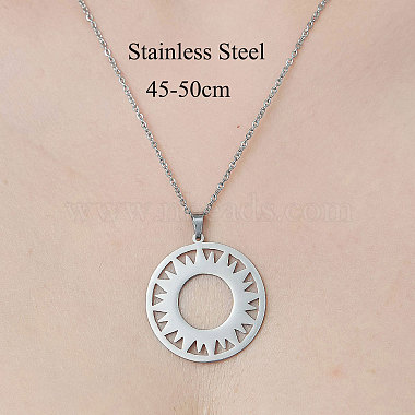 Non-Tarnish 201 Stainless Steel Hollow Sun Pendant Necklace(NJEW-OY002-28)-3