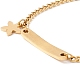 201 Stainless Steel Rectangle & Star Charm Bracelet with Curb Chain for Women(STAS-P304-19G)-3