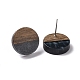 Resin & Walnut Wood Flat Round Stud Earrings with 304 Stainless Steel Pin for Women(EJEW-TAC0021-04A)-2