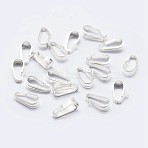 925 Sterling Silver Snap on Bails, with 925 Stamp, Silver, 6.5x3x2.5mm, Hole: 2x5.5mm(STER-F036-08S-3x7mm)