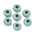 Synthetic Synthetic Turquoise European Beads, Large Hole Beads, Smooth Rondelle, Pale Turquoise, 14x8mm, Hole: 6mm(GG-CBA02C4-06A)
