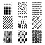 Plastic Embossing Folders, Concave-Convex Embossing Stencils, for Handcraft Photo Album Decoration, Mixed Patterns, 148x105x3mm, 9 patterns, 1pc/pattern, 9pcs/set(DIY-GL0001-14)