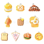 20Pcs 10 Styles Resin Pendants, Imitation Food,  Mixed Shapes, with Platinum Iron Peg Bail, Mixed Color, 21~29.5x17.5~30x5~23mm, Hole: 2mm, 2pcs/style(RESI-YW00011-39)