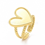 Ion Plating(IP) 304 Stainless Steel Open Cuff Ring Findings, Ring Setting, Heart, Golden, Heart Tray: 16x16mm, US Size 7 1/4(17.5mm)(STAS-C053-07G)