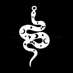 Non-Tarnish 304 Stainless Steel Pendants, Laser Cut, Snake, Stainless Steel Color, 38x18x1mm, Hole: 1.6mm(A-STAS-S105-LA406-1)