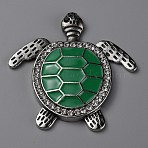 Alloy Enamel Cabochons, with Rhinestone, Tortoise, Antique Silver, Crystal, 48.5x47.5x6mm(ENAM-WH0057-25B)