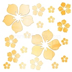 Mirror Wall Stickers, Flower, Self Adhesive Acrylic Mirror Sheets, for Home Living Room Bedroom Decor, Gold, 262x330x0.1mm, 1set(DIY-CN0001-89A)