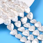 Natural Baroque Keshi Pearl Beads Strands, Natural Cultured Freshwater Pearl, Heart, Gainsboro, 10~13x10~13x4~6mm, Hole: 0.3~0.5mm, about 13~14pcs/strand, 7.28~7.87''(18.5~20cm)(PEAR-T006-33A)