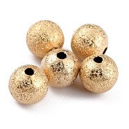 Long-Lasting Plated Brass Beads, Textured Beads, Round, Real 24K Gold Plated, 6mm, Hole: 1.2mm(KK-O133-004C-G)