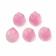 Two Tone Transparent Spray Painted Glass Beads, Rabbit, Pink, 14x12x8mm, Hole: 1.4mm(GLAA-Q092-06-C05)