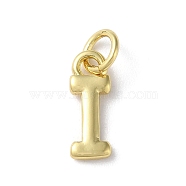 Rack Plating Brass Pendants, Cadmium Free & Lead Free, Long-Lasting Plated, Real 18K Gold Plated, Letter I, 12x4.5x1.5mm, Hole: 3.2mm(KK-P245-06G-I)